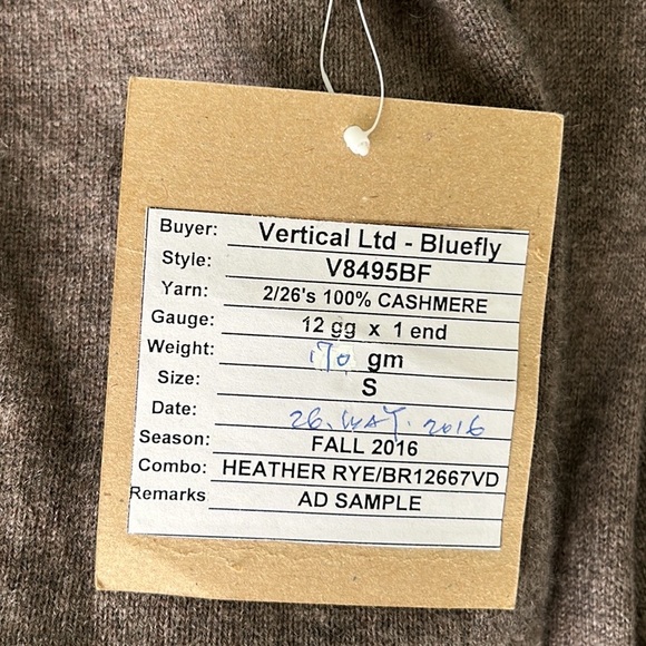 NWT Hayden x Vertical Design 100% 2-Ply Cashmere Sweater in Heather Rye - S - Picture 10 of 10